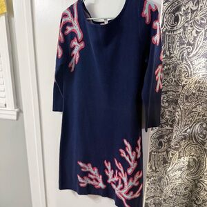 Lilly Pulitzer Navy and Coral Long Sleeve Dress